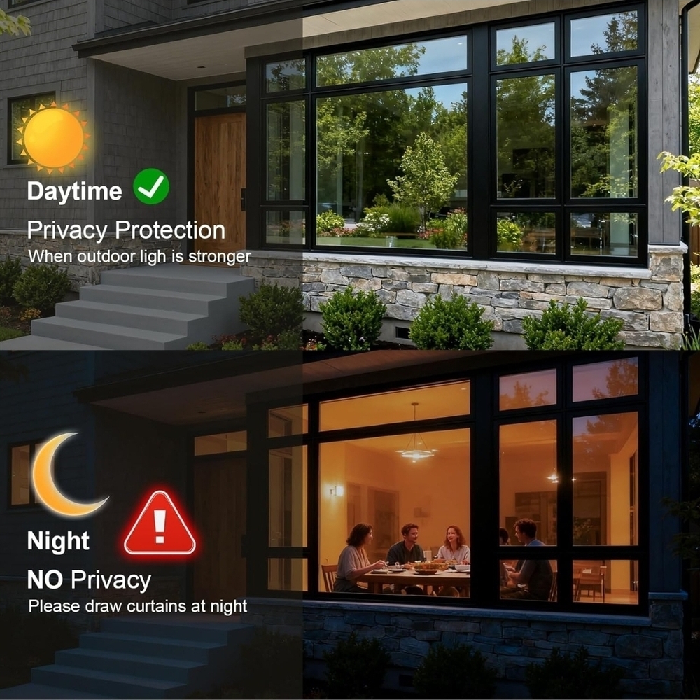 One Way UV Blocking Window Privacy Tint Film, Black-Silver, 29.5in x 78.74in - Picture 3 of 8